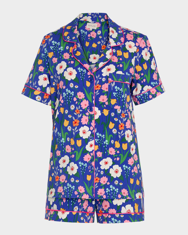 Floral-Print Cotton Jersey Shorty Pajama Set